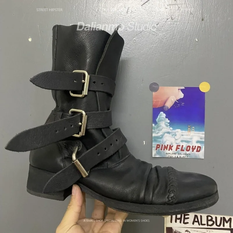 Vintage Fashion Style - Fashion Men's Genuine Leather Motorcycle Boots