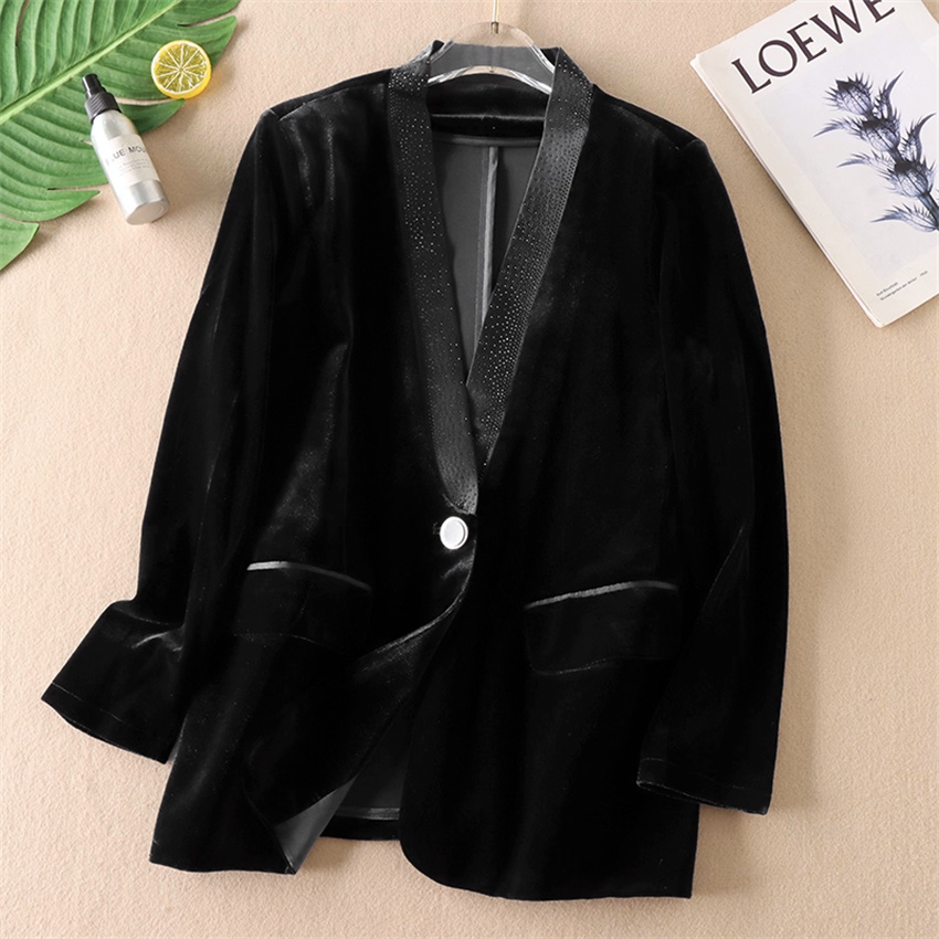 Velvet Blazer Vintage - Autumn Winter Big Size Vintage Women