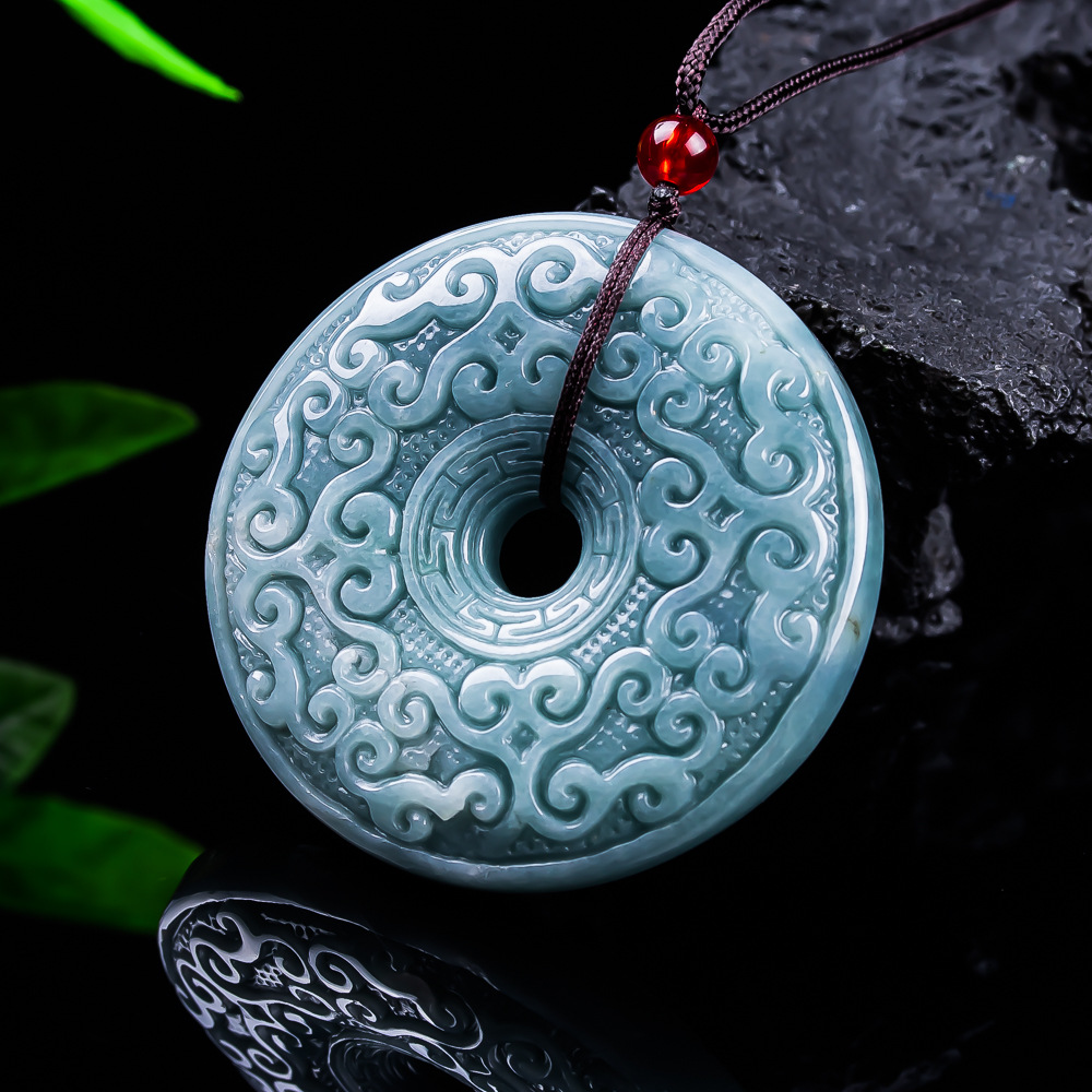Vintage Fashion Luxury - Natural Burmese Jadeite Flower Pendant Necklace