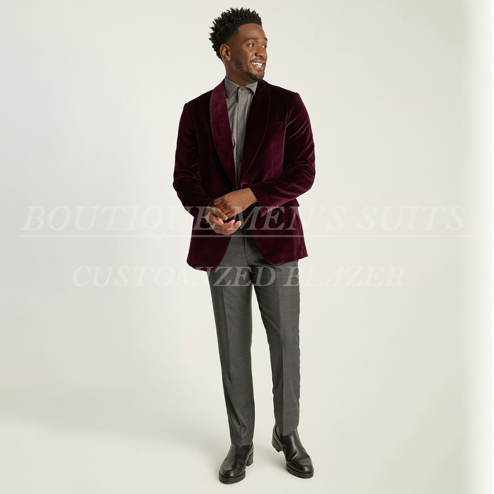 Velvet Blazer Vintage - Vintage Men's Suits Daily One-Button Shawl