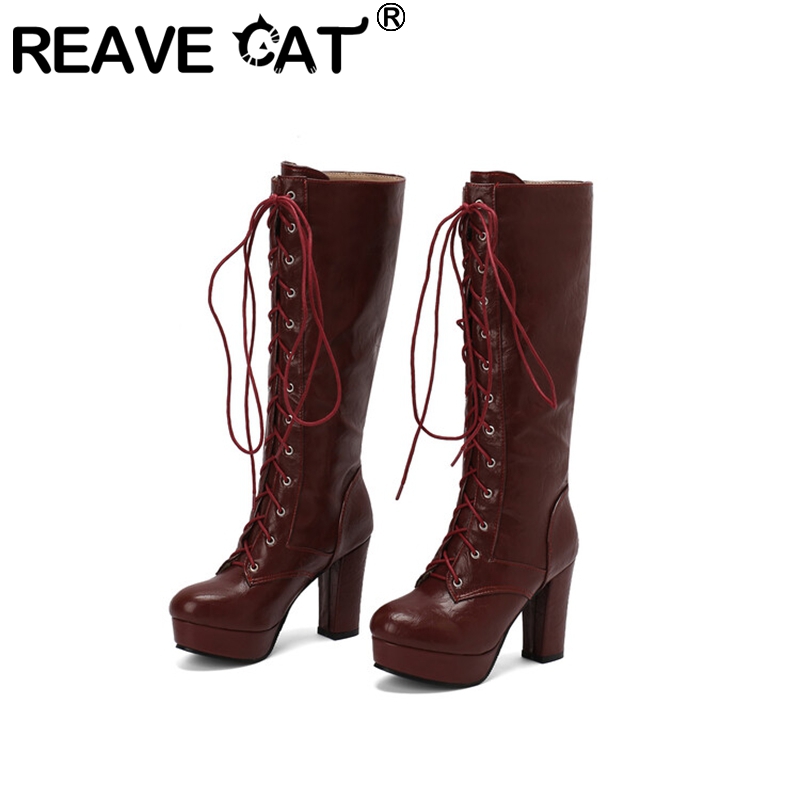 Vintage Fashion Style - REAVE CAT Vintage Women Knee Boots