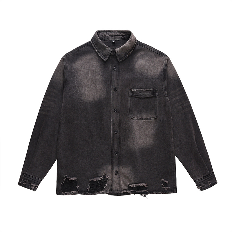 Vintage Fashion Streetwear - Men's High Street Ripped Jeans Jacket