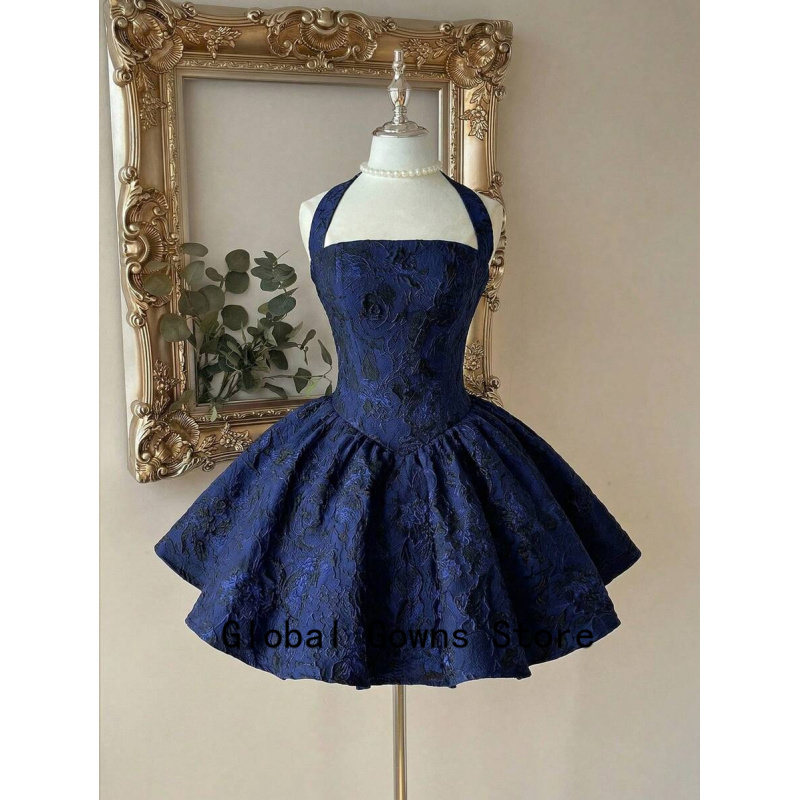 Vintage Fashion Hong Kong - Royal Blue Vintage Halter Prom Dress