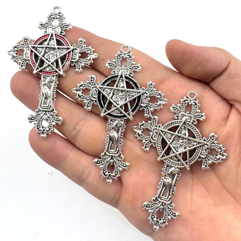 Vintage Fashion Tumblr - 2pcs 30x15mm Gothic Big Cross Star