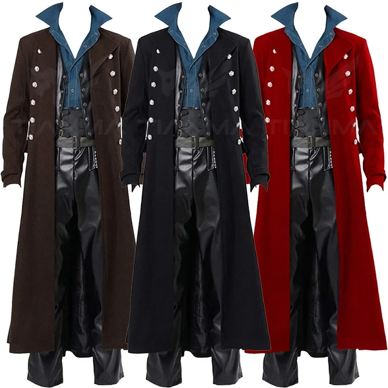Vintage Trench Coat - Medieval Men British Style Punk Jackets
