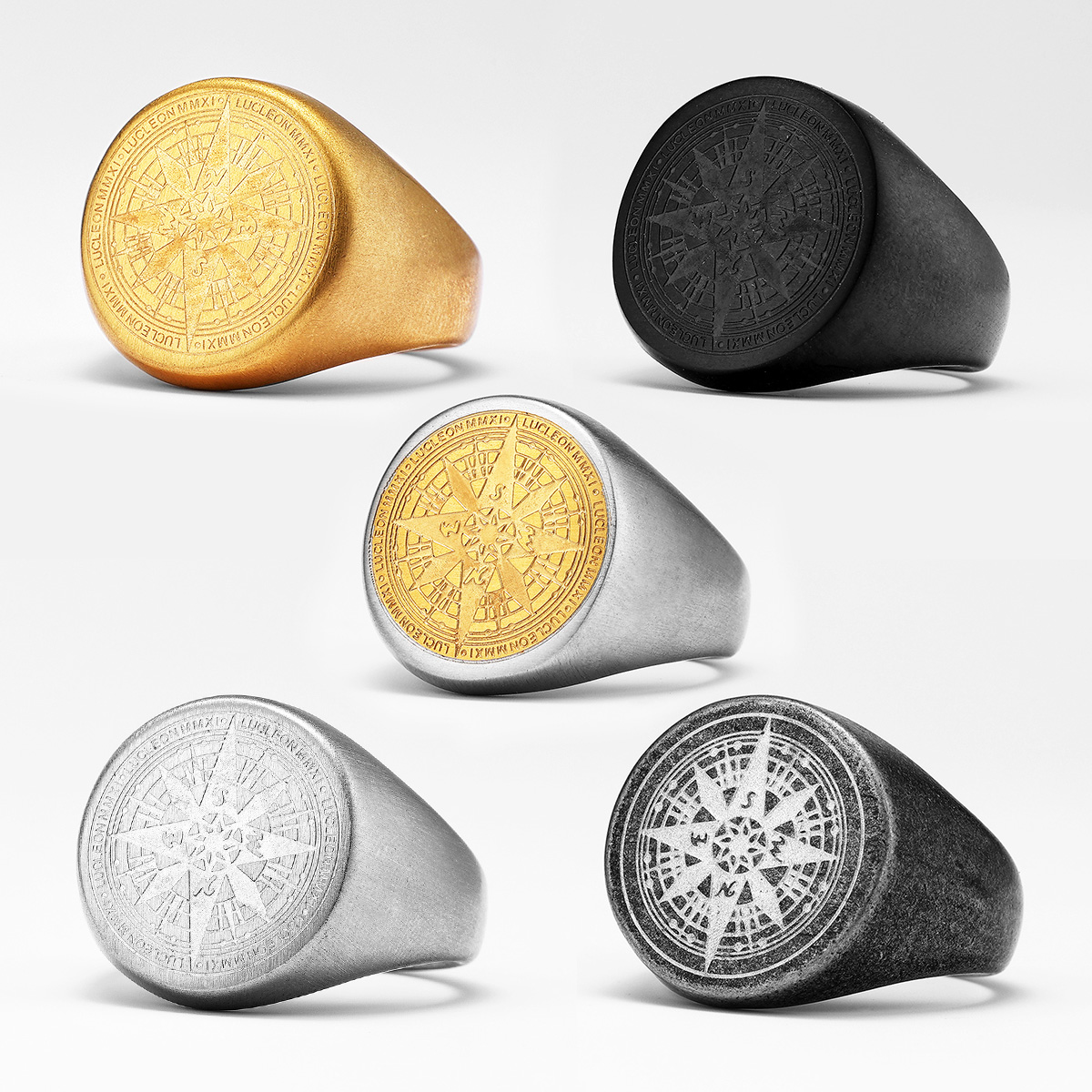 Vintage Fashion Stuff - Simple Compass Men Rings Stainless Steel