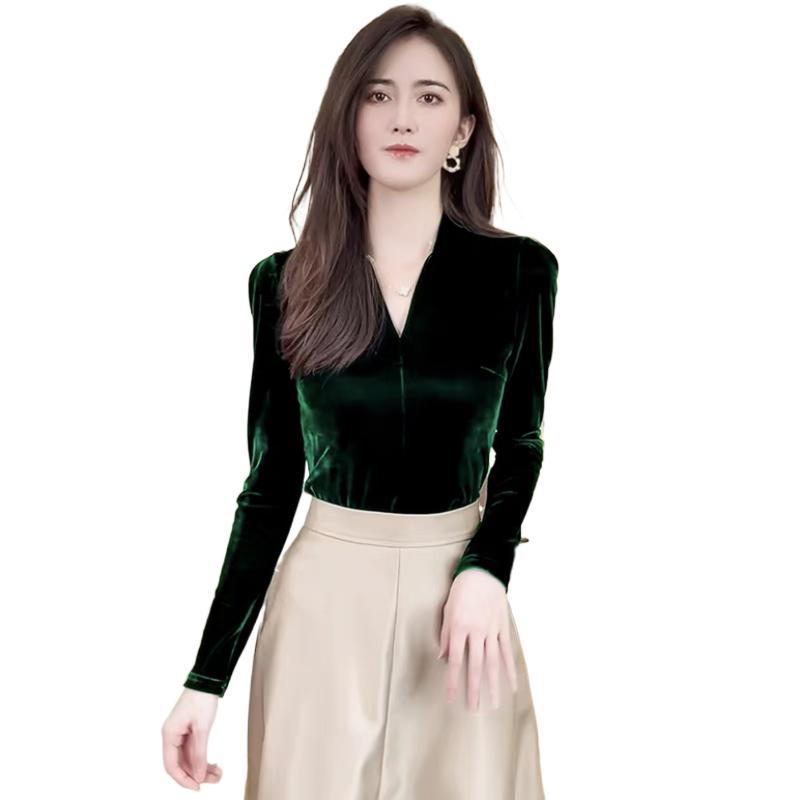 Vintage Fashion Streetwear - Fashion elegant V-neck long sleeve Velour
