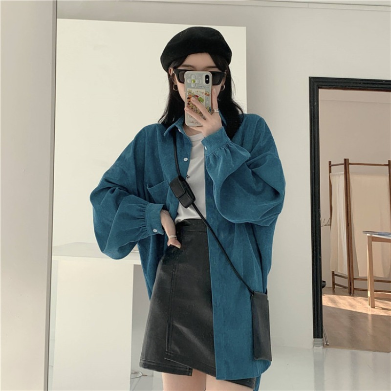 Vintage Fashion Hong Kong - Loose Long Sleeve Shirt Jacket Women's
