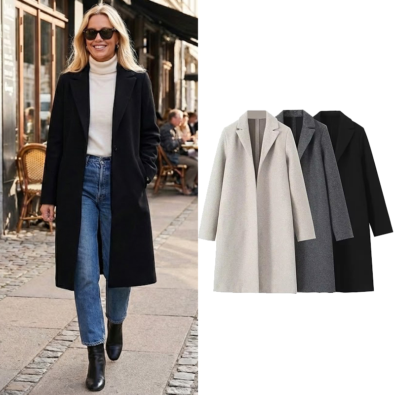 Vintage Trench Coat - Willshela Women Fashion Solid Open Stitch