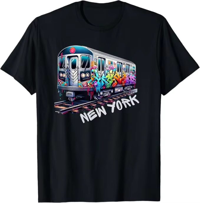 Vintage Fashion York - New York Train Graffiti Style NYC