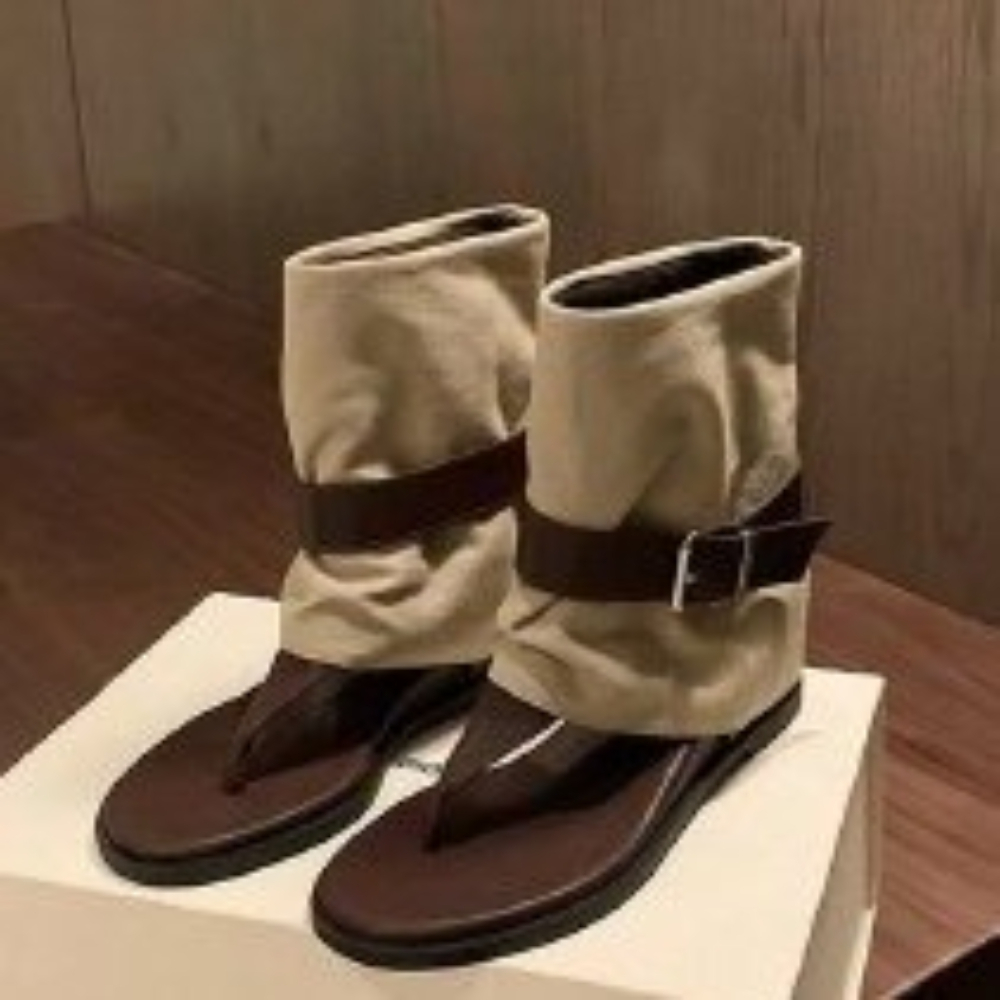 Vintage Fashion Heels - Vintage Color Block Toe Ring Sandals