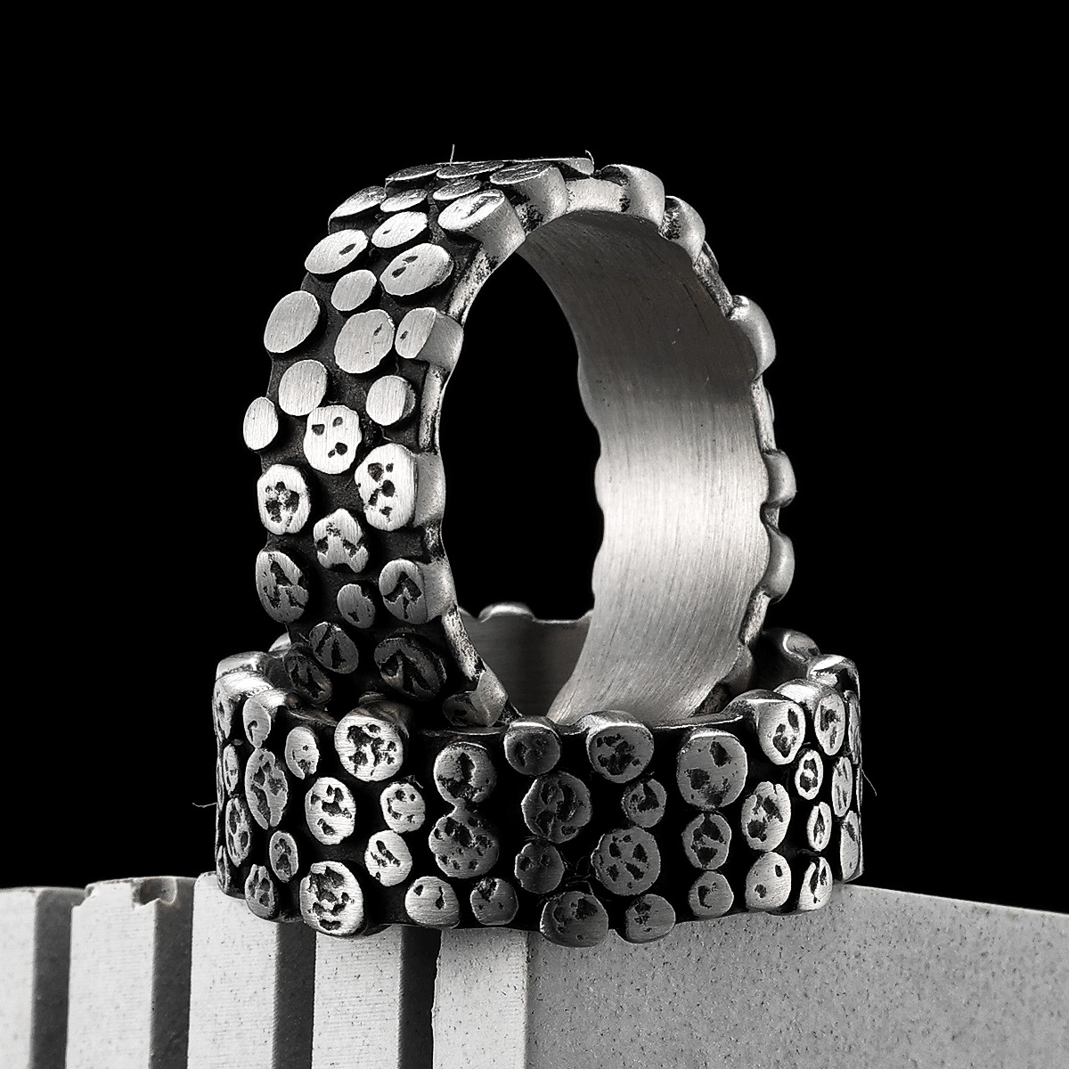 Vintage Fashion Newtown - Minimalism Spot Men Rings Stainless Steel