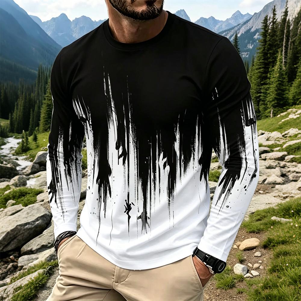 Vintage Fashion Streetwear - Men's Gradient Ink Splash Long Sleeve