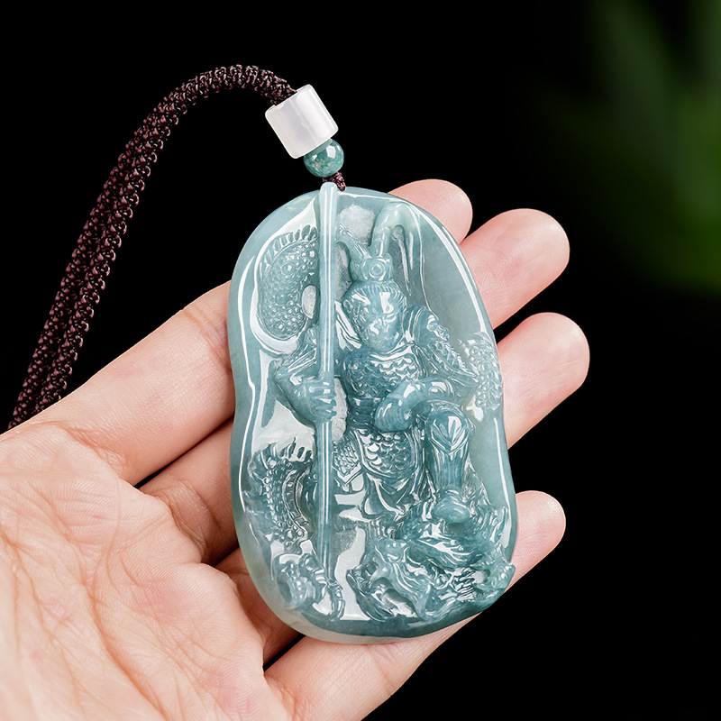 Vintage Fashion Luxury - Burmese Jadeite Monkey King Pendant Necklace