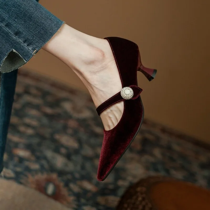 Wine Red Pointed Toe Mary Jane - огляд і ціна Vintage Fashion Heels