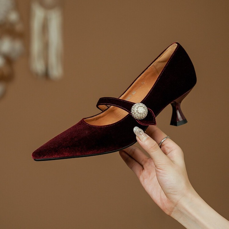 Wine Red Pointed Toe Mary Jane - огляд і ціна Vintage Fashion Heels