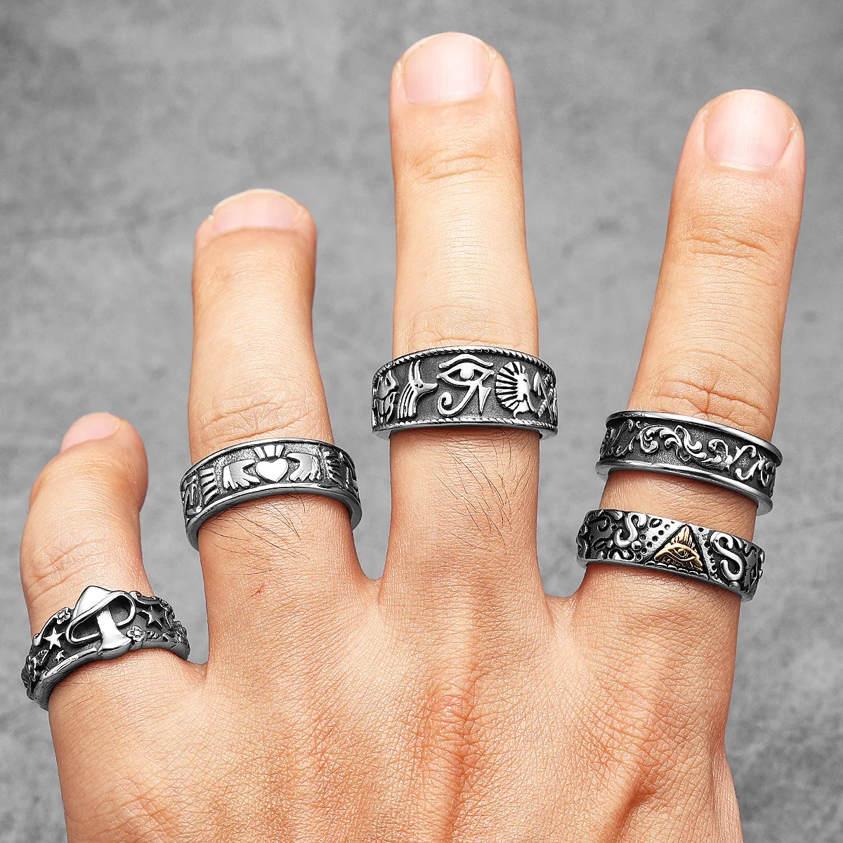 Mushroom Star Men Rings Stainl - огляд і ціна Vintage Fashion Newtown
