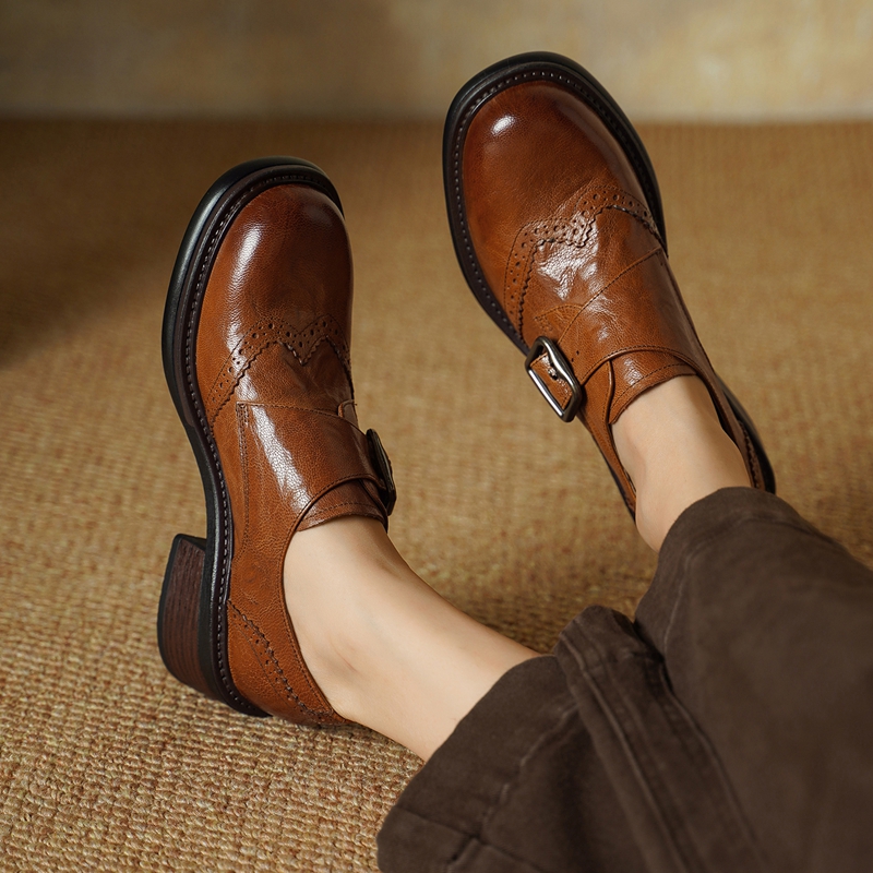 2027 New Buckle Brogue Shoes f - огляд і ціна Vintage Fashion Style