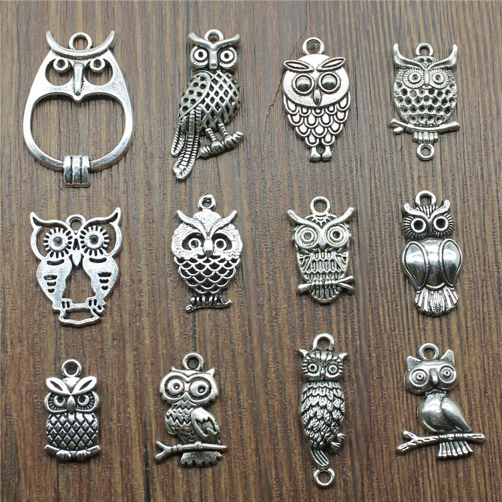 10pcs Charms Owl Antique Silve - огляд і ціна Vintage Fashion Tumblr