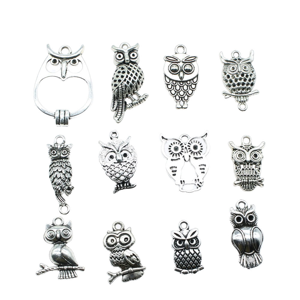10pcs Charms Owl Antique Silve - огляд і ціна Vintage Fashion Tumblr