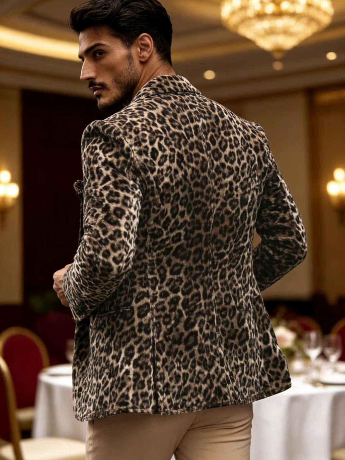 Men’s Leopard Print Velvet Bla - огляд і ціна Velvet Blazer Vintage