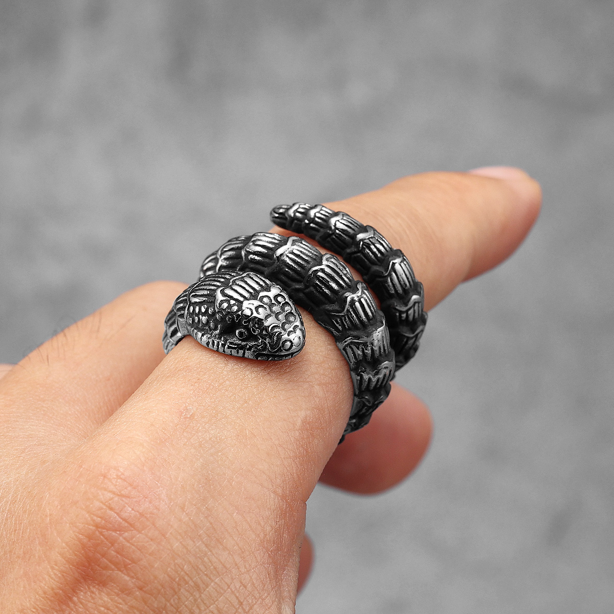 Rattlesnake Animal Men Rings S - огляд і ціна Vintage Fashion Stuff