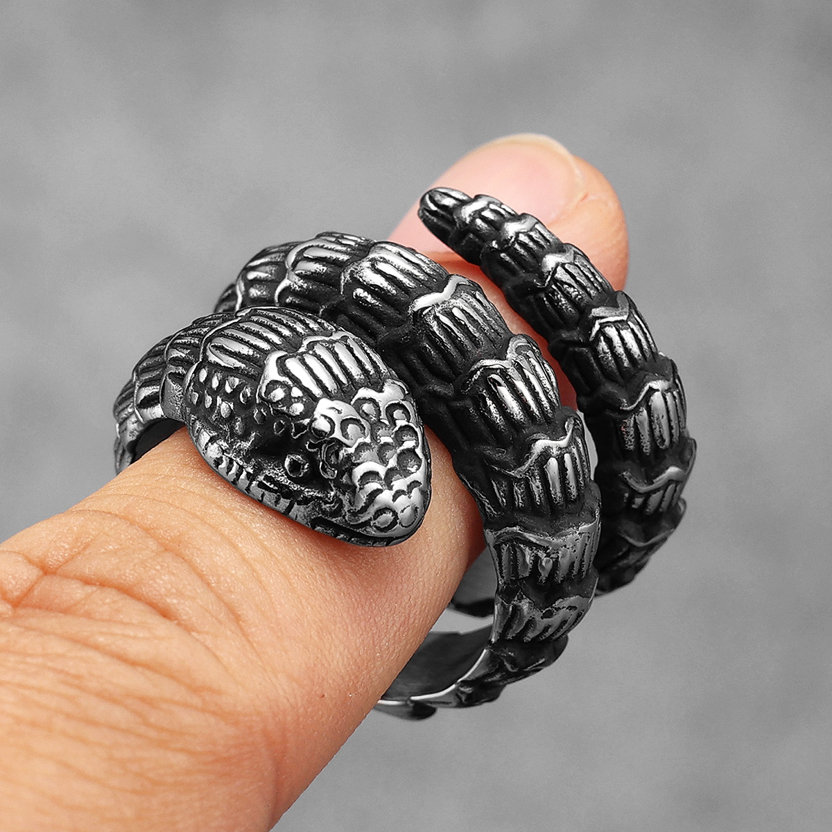 Rattlesnake Animal Men Rings S - огляд і ціна Vintage Fashion Stuff