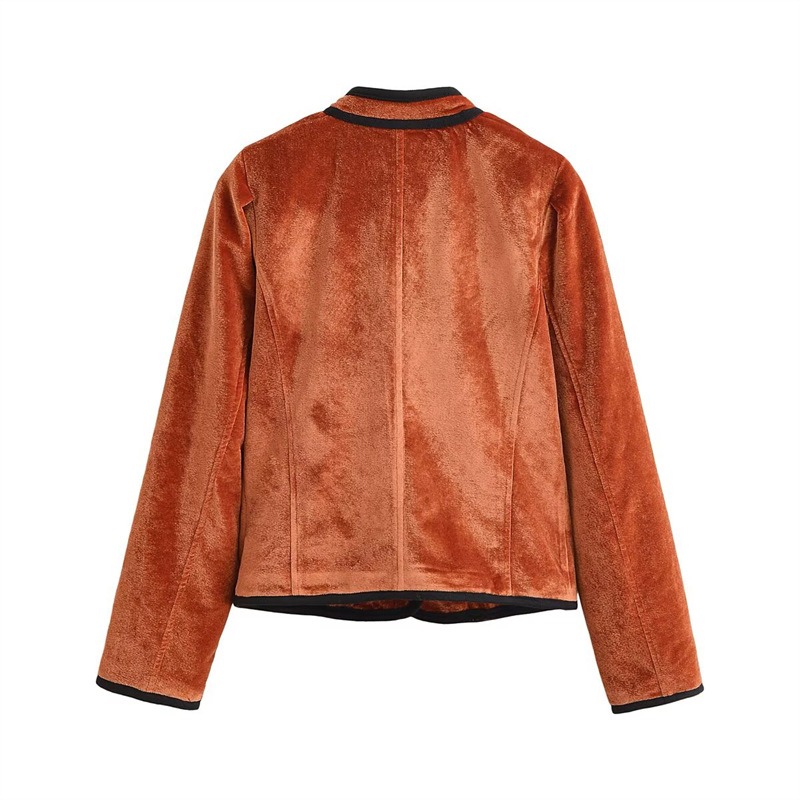 Stand Collar Contrast Piping T - огляд і ціна Velvet Blazer Vintage