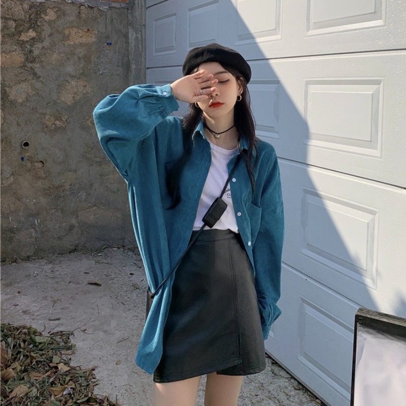 Loose Long Sleeve Shirt Jacket - огляд і ціна Vintage Fashion Hong Kong