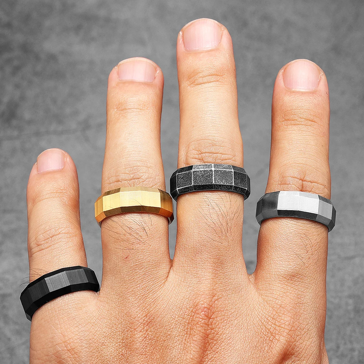 Geometric Cuts Men Rings Stain - огляд і ціна Vintage Fashion Newtown