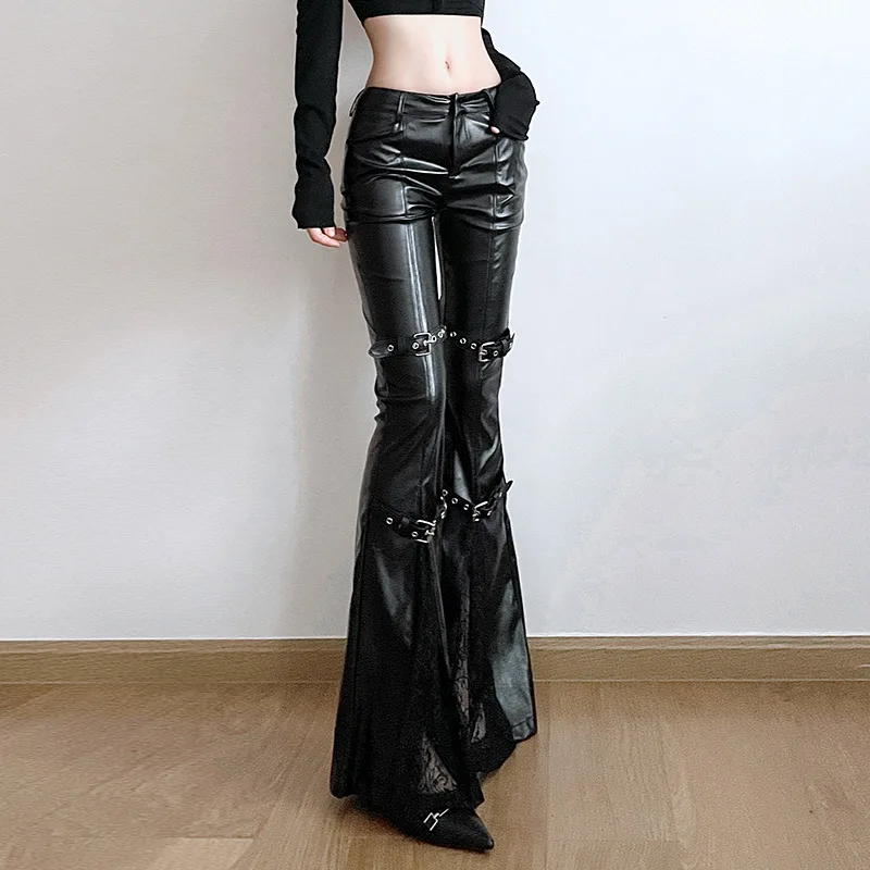 Women's PU Leather Flare Pants - огляд і ціна Vintage Fashion Streetwear