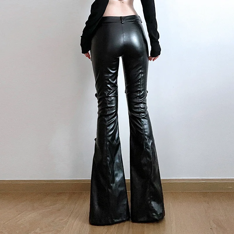 Women's PU Leather Flare Pants - огляд і ціна Vintage Fashion Streetwear