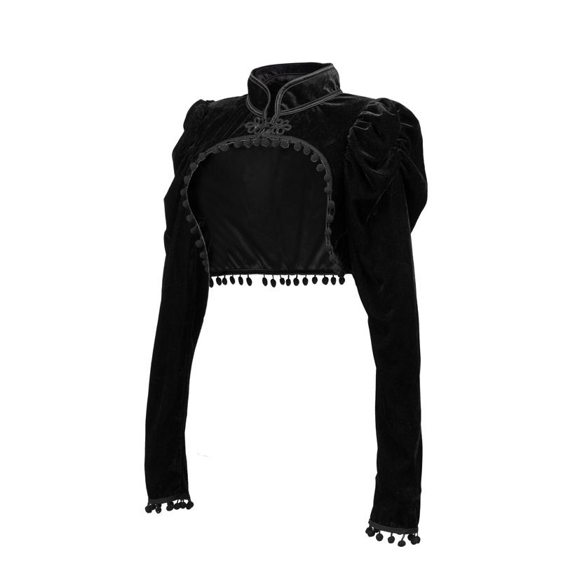 Flannel Tassels Stand Collar E - огляд і ціна Velvet Blazer Vintage