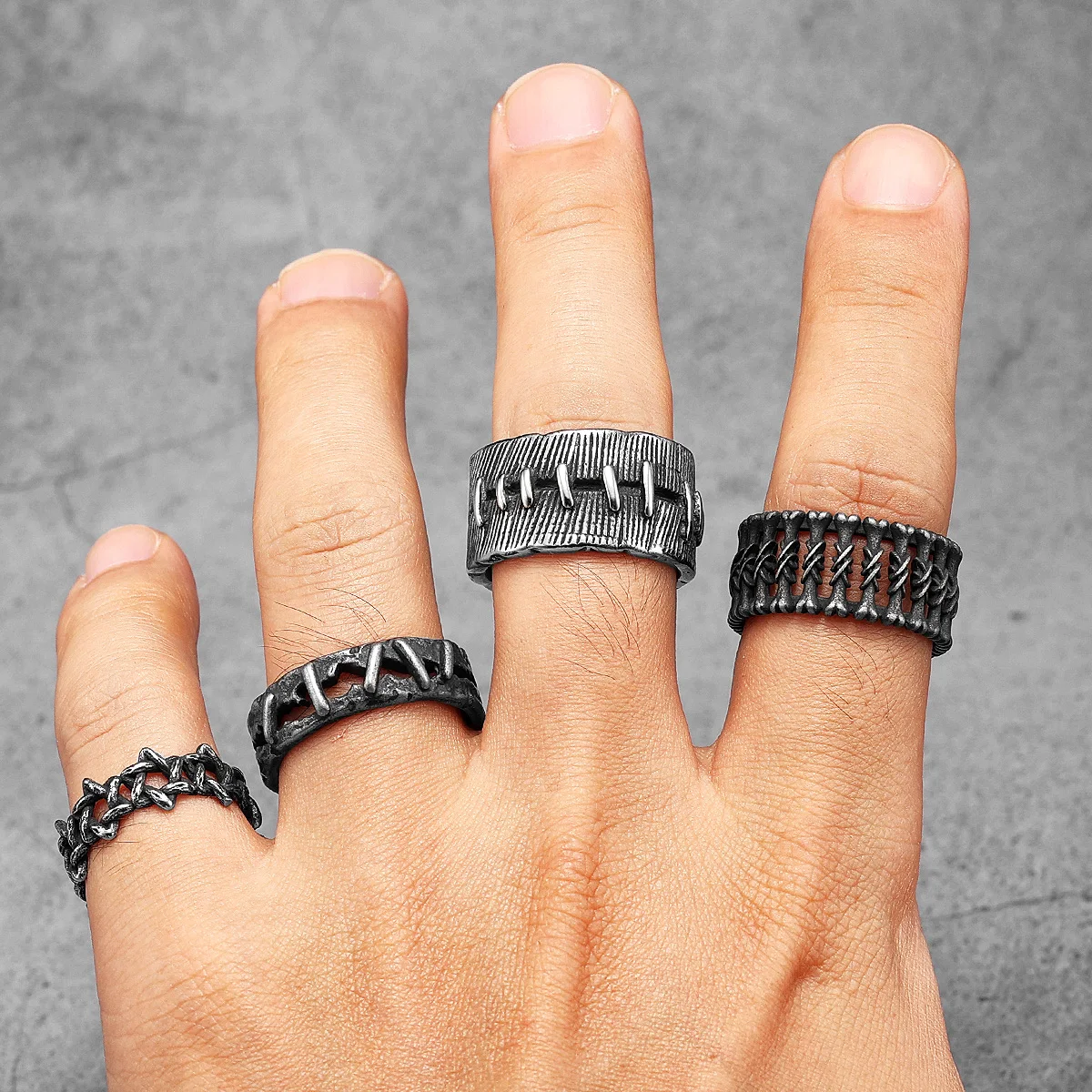 Retro Suture Men Rings Stainle - огляд і ціна Vintage Fashion Newtown
